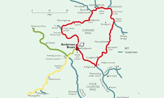 Routes vaarvakanties Midden-Engeland
