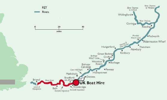 Kennet Avon canal routekaart